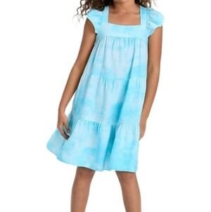 Cat & Jack Light Blue Tie-Dye Tiered Sundress Medium